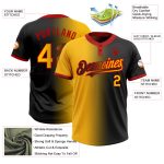 Personalized Black and Gold-Red Gradient Softball Jersey - Fashionable Unisex Two-Button Design Personalized Black Gold-Red