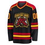 Personalized Black Gold Red Hockey Jersey - Customizable Team Apparel Personalized Black Gold-Red Hockey Jersey 2