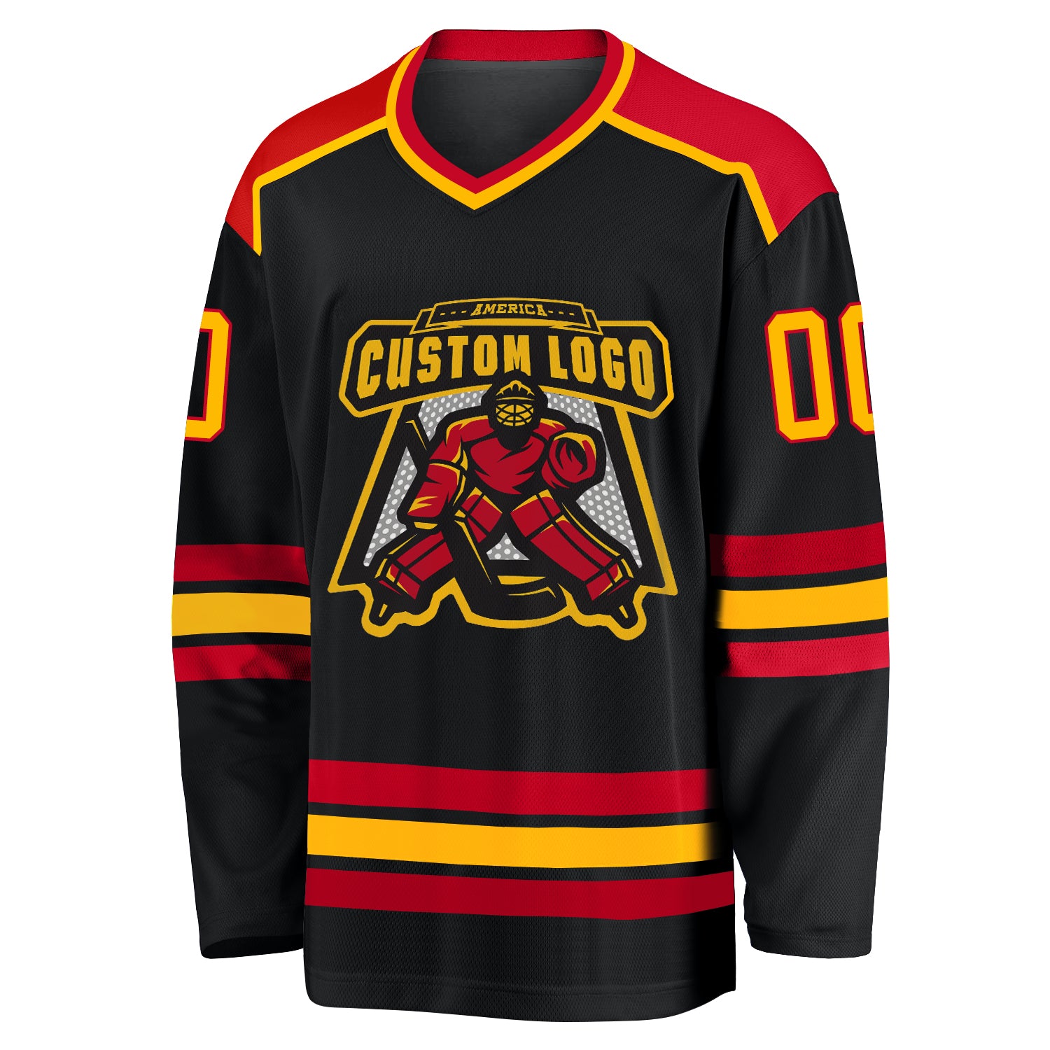 Personalized Black Gold Red Hockey Jersey - Customizable Team Apparel Personalized Black Gold-Red Hockey Jersey 2 - Image 2
