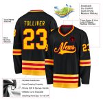 Custom Name Number Personalized Black Gold Red Hockey Jersey - Team Edition Personalized Black Gold-Red Hockey Jersey Team
