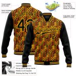 Personalized Black Gold Red Kelly Green Black History Month 3D Varsity Letterman Jacket Full-Snap Bomber Personalized Black