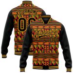 Personalized Black Gold Red Kelly Green 3D Pattern Design Bomber Varsity Letterman Jacket for Black History Month Personalized