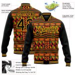 Personalized Black Gold Red Kelly Green 3D Pattern Design Bomber Varsity Letterman Jacket for Black History Month Personalized