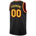 Custom Basketball Jersey with Name and Number, Personalized Black and Gold-Red Round Neck Rib-Knit Design Personalized Black