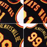 Custom Basketball Jersey with Name and Number, Personalized Black and Gold-Red Round Neck Rib-Knit Design Personalized Black