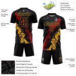 Personalized Black Gold Red Sublimation Soccer Jersey Uniform for Men and Women Personalized Black Gold-Red Sublimation Soccer