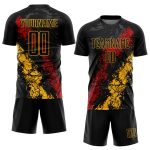 Custom Name Number Soccer Jersey - Personalized Black Gold Red Sublimation Team Uniform Personalized Black Gold-Red Sublimation