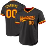 Custom Black and Gold Red Throwback Baseball Jersey Personalized Design Personalized Black Gold-Red Throwback Baseball Jersey