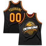 Personalized Black Gold Red Throwback Basketball Jersey for Men - Size 3 Personalized Black Gold-Red Throwback Basketball
