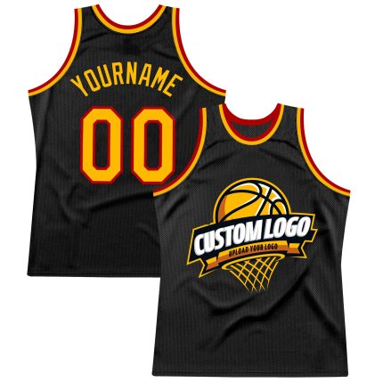 Personalized Black Gold Red Throwback Basketball Jersey for Men - Size 3 Personalized Black Gold-Red Throwback Basketball