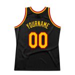 Personalized Black and Gold Red Basketball Jersey - Custom Throwback Sports Apparel Personalized Black Gold-Red Throwback
