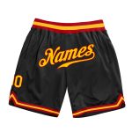 Personalized Basketball Shorts in Black Gold and Red Throwback Style Personalized Black Gold-Red Throwback Basketball Shorts