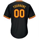 Personalized Black and Red Throwback Baseball Jersey Shirt - Rib-Knit Design Personalized Black Gold-Red Throwback Rib-Knit
