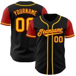 Personalized Two Tone Black Gold-Red Baseball Jersey for Men and Women Personalized Black Gold-Red Two Tone Baseball Jersey