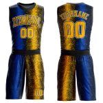 Personalized Black Gold-Royal Animal Fur Print Basketball Jersey Suit Round Neck Personalized Black Gold-Royal Animal Fur