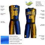 Custom Name and Number Basketball Jersey | Personalized Black Gold-Royal Animal Fur Print Round Neck Suit Personalized Black