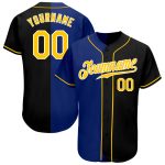Custom Black Gold-Royal Baseball Jersey with Personalized Name and Number - Authentic Split Fashion Team Gear Personalized