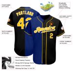Personalized Black Gold Royal Split Fashion Baseball Jersey for Men and Women Personalized Black Gold-Royal Split Fashion