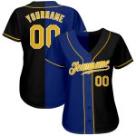 Personalized Black Gold Royal Split Fashion Baseball Jersey for Men and Women Personalized Black Gold-Royal Split Fashion