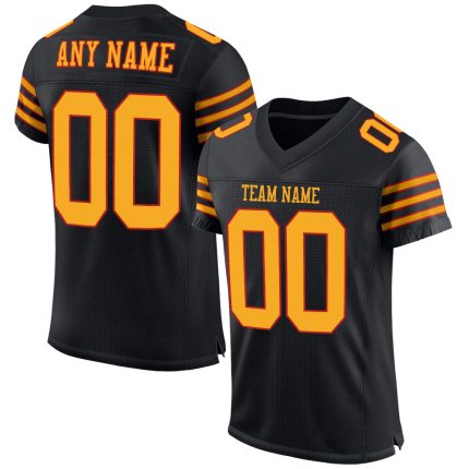 Custom Black Gold-Scarlet Mesh Football Jersey with Personalized Name and Number - Authentic Team Jersey Personalized Black