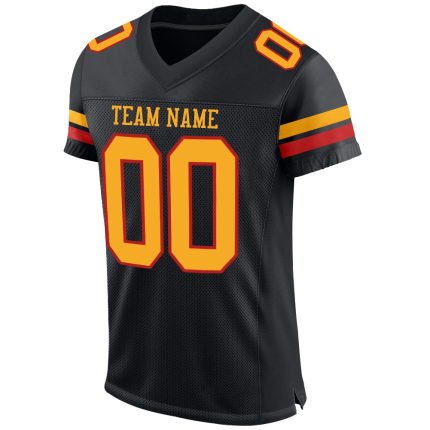 Personalized Authentic Football Jersey in Black Gold Scarlet Mesh for Custom Style Personalized Black Gold-Scarlet Mesh Authentic