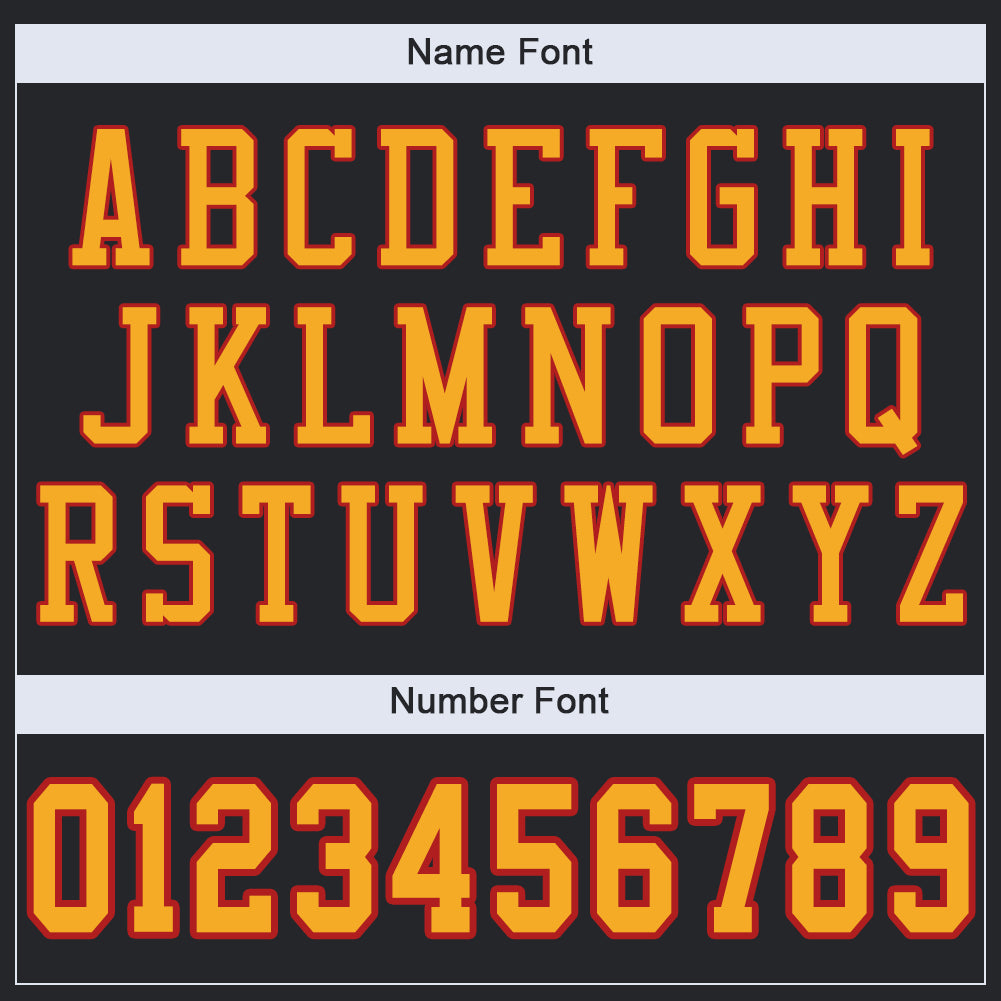 Personalized Black Gold-Scarlet Mesh Authentic Football Jersey Personalized Authentic Football Jersey in Black Gold Scarlet Mesh for Custom Style Personalized Black Gold-Scarlet Mesh Authentic - Image 5