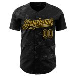 Personalized 3D Pattern Black Gold Steel Gray Baseball Jersey Custom Name Number Abstract Splatter Texture Personalized Black