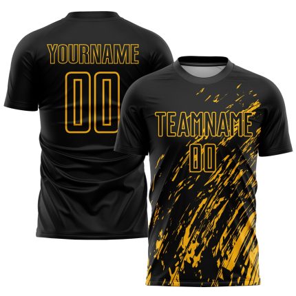 Personalized Black Gold Soccer Jersey - Custom Sublimation Uniform 3 Personalized Black Gold Sublimation Soccer Uniform Jersey