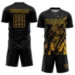 Personalized Black Gold Soccer Jersey - Custom Sublimation Uniform 3 Personalized Black Gold Sublimation Soccer Uniform Jersey