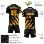 Personalized Black Gold Soccer Jersey - Custom Sublimation Uniform, Size 4 Personalized Black Gold Sublimation Soccer Uniform