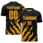 Personalized Black Gold Soccer Jersey - Custom Sublimation Uniform, Size 4 Personalized Black Gold Sublimation Soccer Uniform