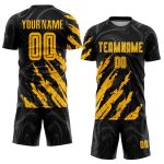 Personalized Black Gold Soccer Jersey - Custom Sublimation Uniform, Size 4 Personalized Black Gold Sublimation Soccer Uniform