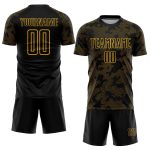 Custom Black Gold Soccer Jersey with Personalized Name and Number - Sublimation Team Uniform Personalized Black Gold Sublimation