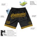 Personalized Basketball Shorts in Black and Gold | Throwback Style Personalized Black Gold Throwback Basketball Shorts