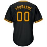 Personalized Black Gold Baseball Jersey Shirt - Rib-Knit Throwback Style Personalized Black Gold Throwback Rib-Knit Baseball