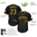 Personalized Black Gold Baseball Jersey Shirt - Rib-Knit Throwback Style Personalized Black Gold Throwback Rib-Knit Baseball