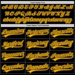 Custom Name and Number Black Gold Unisex Softball Jersey - Personalized Two-Button Team Jersey Personalized Black Gold Two-Button