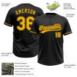 Custom Name and Number Black Gold Unisex Softball Jersey - Personalized Two-Button Team Jersey Personalized Black Gold Two-Button