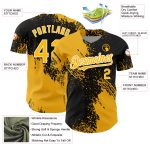 Personalized 3D Abstract Brush Stroke Baseball Jersey in Black and Gold-White Personalized Black Gold-White 3D Abstract Brush
