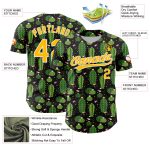Personalized 3D Cactus Baseball Jersey - Black Gold-White Festival Design Personalized Black Gold-White 3D Cactus Festival