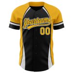 Personalized Black Gold White 3D Curve Solid Jersey for Men Baseball Personalized Black Gold-White 3D Curve Solid Baseball