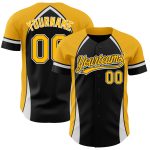 Personalized Black Gold White 3D Curve Solid Jersey for Men Baseball Personalized Black Gold-White 3D Curve Solid Baseball