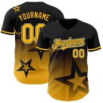 Personalized 3D Gradient Black Gold-White Twinkle Star Baseball Jersey Personalized Black Gold-White 3D Gradient Style Twinkle