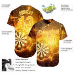 Black Gold White 3D Lightning Flame Personalized Baseball Jersey - Dart Board Design Personalized Black Gold-White 3D Lightning