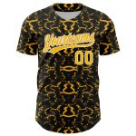 Custom Name Number Abstract Tiger Zebra 3D Pattern Baseball Jersey - Personalized Black White Design Personalized Black Gold-White