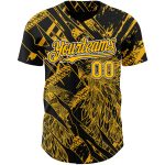 Custom Personalized Eagle Baseball Jersey with Black Gold-White 3D Pattern, Team Name and Number Personalized Black Gold-White