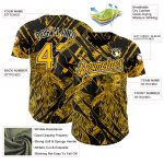 Custom Personalized Eagle Baseball Jersey with Black Gold-White 3D Pattern, Team Name and Number Personalized Black Gold-White