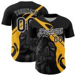 Custom Personalized 3D Knight Hero Baseball Jersey in Black Gold-White Design with Name and Number - Authentic Team Apparel