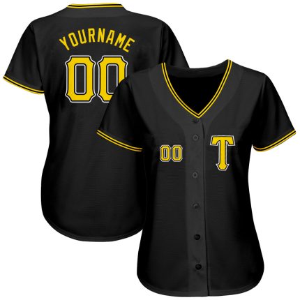 Personalized Authentic Black Gold-White Baseball Jersey for Customized Style Personalized Black Gold-White Authentic Baseball