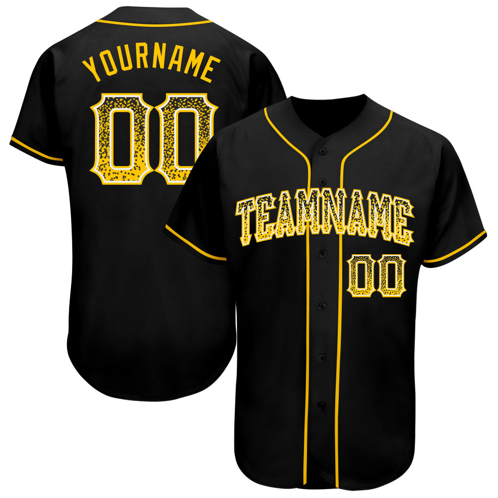 Personalized Black Gold White Baseball Jersey with Custom Name and Number - Authentic Drift Fashion Team Gear Personalized